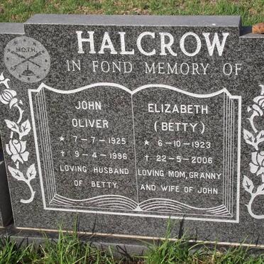 HALCROW John Oliver 1925-1996 &amp; Elizabeth 1923-2006
