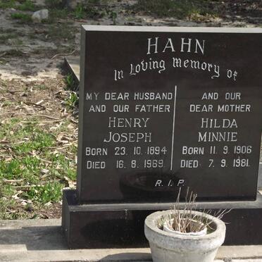 HAHN Henry Joseph 1894-1969 &amp; Hilda Minnie 1906-1981