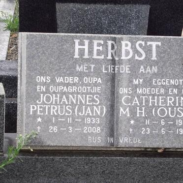 HERBST Johannes Petrus 1933-2008 &amp; Catherina M.H. 1942-1995