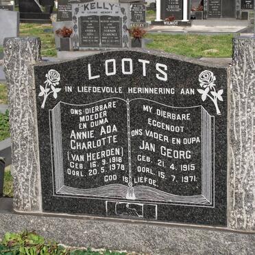 HEERDEN Annie Ada Charlotte, van formerly LOOTS 1918-1978 &amp; LOOTS Jan Georg 1915-1971