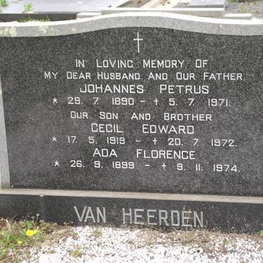 HEERDEN Johannes Petrus, van 1890-1971 &amp; &amp; Ada Florence 1899-1974 :: HEERDEN Cecil Edward, van 1919-1972