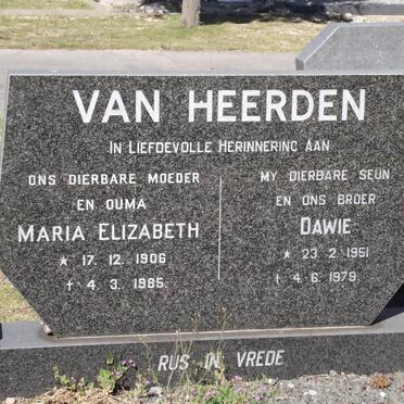 HEERDEN Maria Elizabeth, van 1906-1985 :: HEERDEN Dawie, van 1951-1979