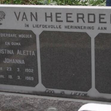 HEERDEN Christina Aletta Johanna, van 1902-1969