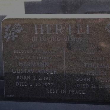 HERTEL Hermann Gustav Adolf 1911-1977 &amp; Thelma Helen 1914-1990