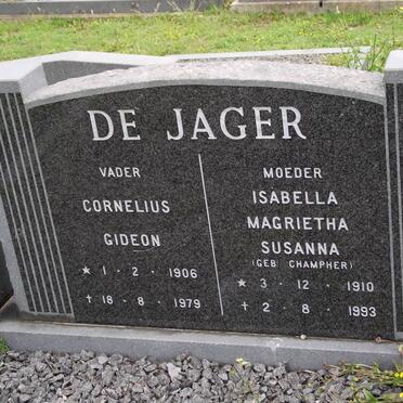 JAGER Cornelius Gideon, de 1906-1979 &amp; Isabella Magrietha Susanna CHAMPHER 1910-1993