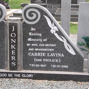 JONKERS Carrie Lavina nee FROLICK 1947-2006