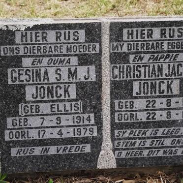 JONCK Christian Jacobus 1921-1960 &amp; Gesina S.M.J ELLIS 1914-1979