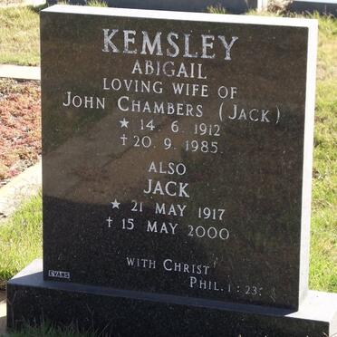 KEMSLEY John Chambers 1912-1985 :: KEMSLEY Jack 1917-2000