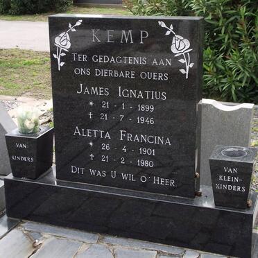 KEMP James Ignatius 1899-1946 &amp; Aletta Francina 1901-1980
