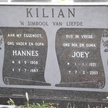 KILIAN Hannes 1908-1987 &amp; Johanna Hester 1921-2003