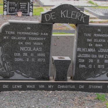 KLERK Nicolaas, de 1886-1973 &amp; Wilhelmina Johanna Jacoba VAN ZYL 1889-1975