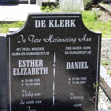 KLERK Esther Elizabeth, de 1926-2006 &amp; Daniel 1928-2007