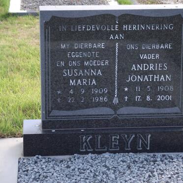 KLEYN Andries Jonathan 1908-2001 &amp; Susanna Maria 1909-1986