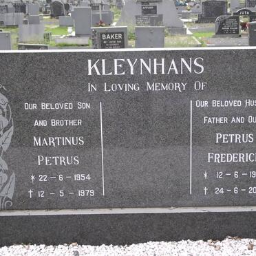 KLEYNHANS Martinus Petrus 1954-1979 :: KLEYNHANS Petrus Frederick 1933-2008