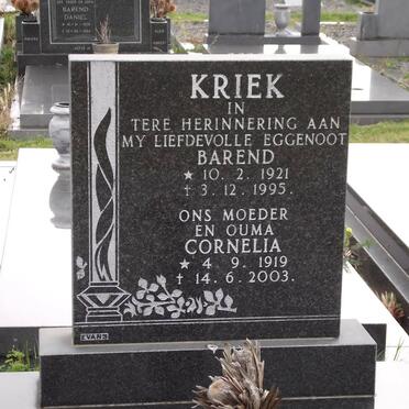 KRIEK Barend 1921-1995 &amp; Cornelia 1919-2003