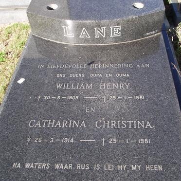 LANE William Henry 1909-1981 &amp; Catharina Christina 1914-1981