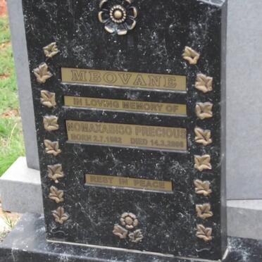 MBOVANE Nomaxabiso Precious 1982-2006