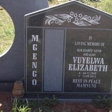 MGENGO Vuyelwa Elizabeth 1952-2012