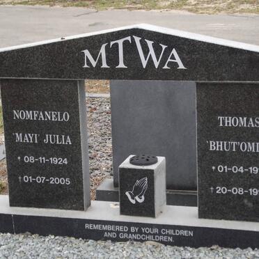 MTWA Gohlizo Thomas 1916-1994 &amp; Nomfanelo Julia 1924-2005