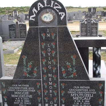 MALIZA Mtutuzeli Metcalf 1914-2003 &amp; Maggie Magdeline 1920-1989