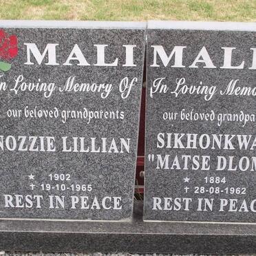 MALI Sikhonkwane 1884-1962 &amp; Nozzie Lillian 1902-1965