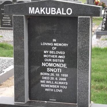 MAKUBALO Nomonde Snoti 1950-2008