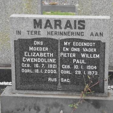 MARAIS Pieter Willem Paul 1904-1973 &amp; Elizabeth Gwendoline 1921-2000