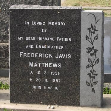 MATTHEWS Frederick Javis 1931-1997