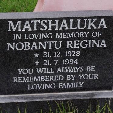 MATSHALUKA Nobantu Regina 1928-1994