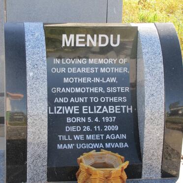 MENDU Liziwe Elizabeth 1937-2009