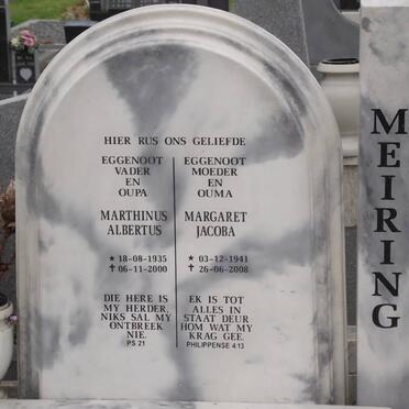 MEIRING Marthinus Albertus 1935-2000 &amp; Margaret Jacoba 1941-2008