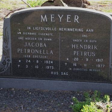 MEYER Hendrik Petrus 1917-1977 &amp; Jacoba Petronella COETZER 1924-1975