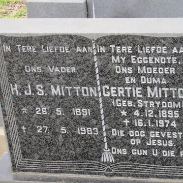 MITTON H.J.S. 1891-1983 &amp; Gertie STRYDOM 1895-1974