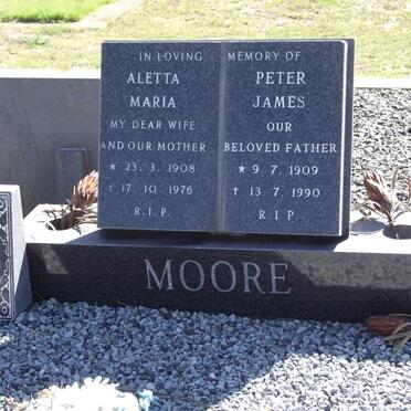 MOORE Aletta Maria 1908-1976 &amp; Peter James 1909-1990