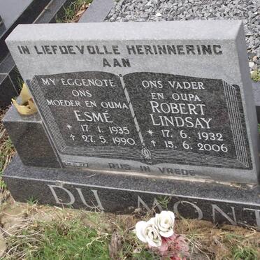 MONT Robert Lindsay, du 1932-2006 &amp; Esmé 1935-1990