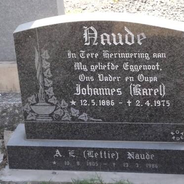 NAUDE Johannes 1886-1975 &amp; A.E. 1905-1986