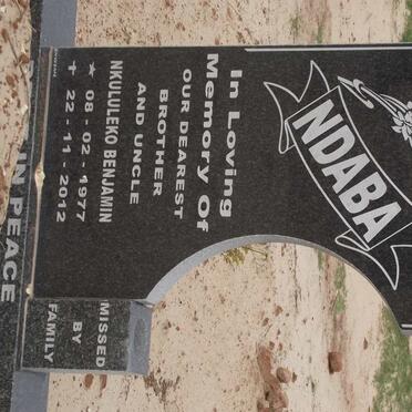 NDABA Nkululeko Benjamin 1977-2012