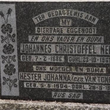 NEL Johannes Christoffel 1886-1962 &amp; Hester Johanna VAN TONDER 1904-1976
