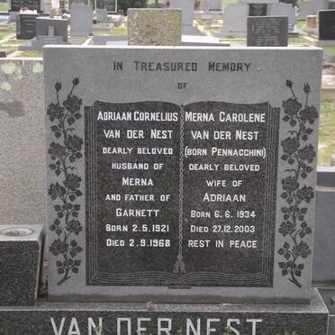 NEST Adriaan Cornelius, van der 1921-1968 &amp; Merna Carolene PENNACCHINI 1934-2003