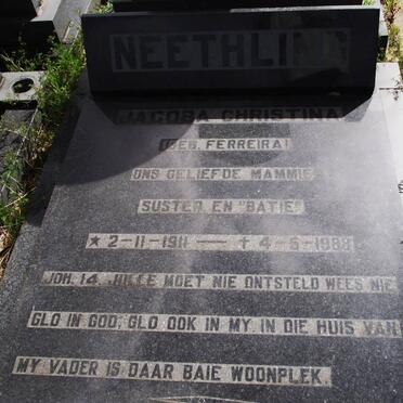 NEETHLING Jacoba Christina nee FERREIRA 1911-1988