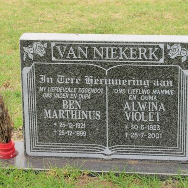 NIEKERK Ben Marthinus, van 1921-1999 &amp; Alwina Violet 1923-2001