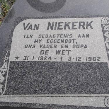 NIEKERK J. De Wet, van 1924-1982