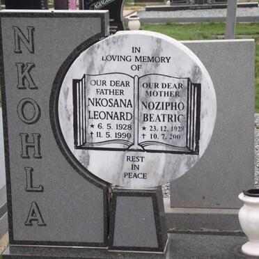 NKOHLA Nkosana Leonard 1928-1990 &amp; Nozipho Beatric 1928-2007