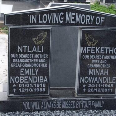 NTLALI Emily Nobendiba 1918-1988 :: MFEKETHO Minah Nowandile 1945-2011