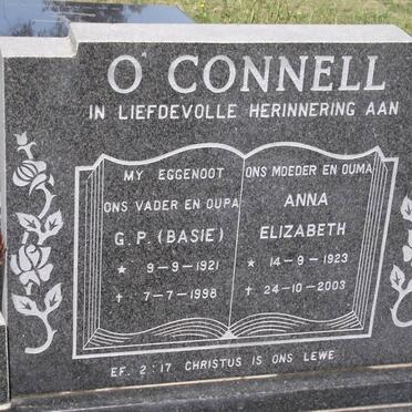 O'CONNELL G.P. 1921-1998 &amp; Anna Elizabeth 1923-2003