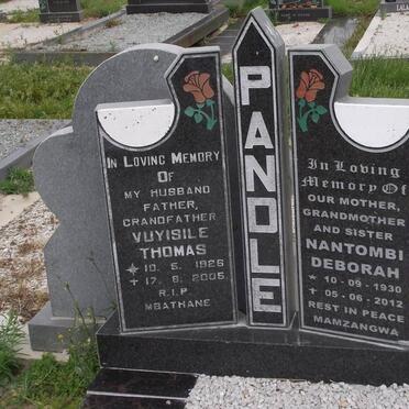 PANDLE Vuyisile Thomas 1926-2005 &amp; Nantombi Deborah 1930-2012