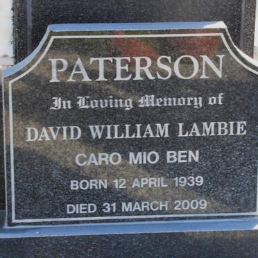 PATERSON David William Lambie 1939-2009