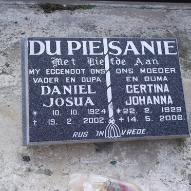PIESANIE Daniel Josua, du 1924-2002 &amp; Gertina Johanna 1929-2006