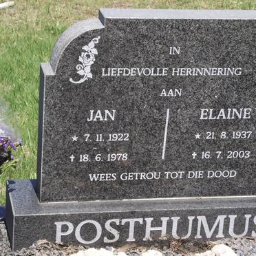 POSTHUMUS Jan 1922-1978 &amp; Elaine 1937-2003