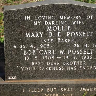 POSSELT Mary B.E. BAKER 1905-1984 &amp; Carl W. 1908-1986